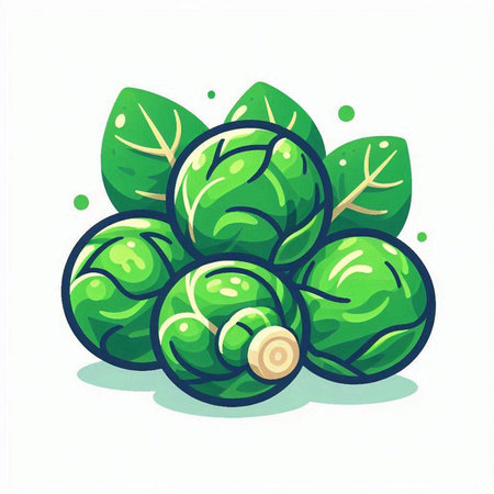 Brussels sprouts isolated on white background. Vector illustration.のイラスト素材