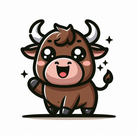 Cute cartoon cow. Vector illustration isolated on a white background.のイラスト素材