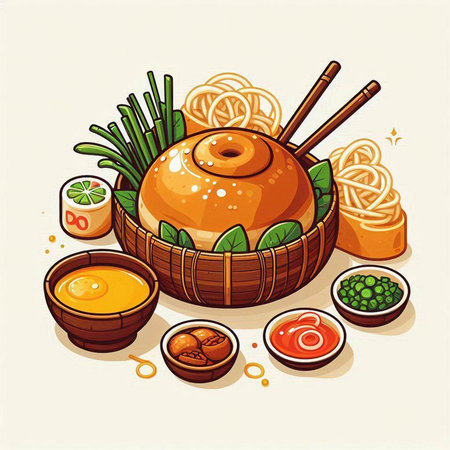 Illustration of a set of chinese cuisine. Vector illustration.のイラスト素材