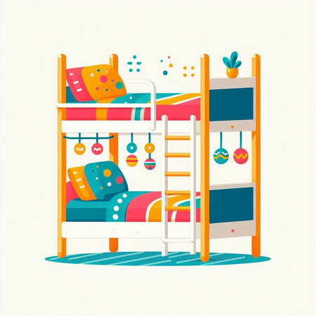 Bunk bed in a flat style. Vector illustration of a child's room.のイラスト素材