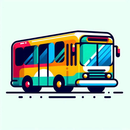 Bus vector illustration. Isolated bus on a light blue background.のイラスト素材
