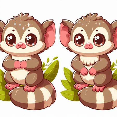 Cute cartoon baby monkey sitting on the grass. Vector illustration.のイラスト素材