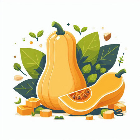 Pumpkin vector illustration. Vegetarian food. Healthy food.のイラスト素材