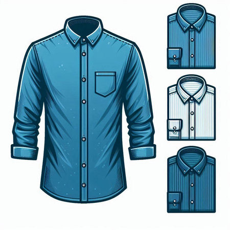 Set of men's shirts. Vector illustration isolated on white background.のイラスト素材