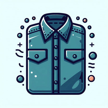 Vector illustration of shirt icon in doodle style on blue background.のイラスト素材