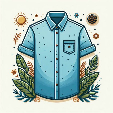 Vector illustration of a men's shirt with a laurel wreath.のイラスト素材