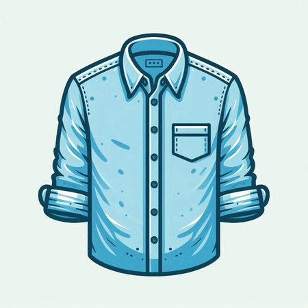 Men's shirt in blue color, vector illustration, eps10のイラスト素材