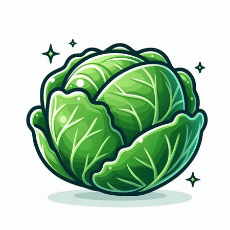 Illustration of a fresh cabbage on a white background. Vector illustrationのイラスト素材