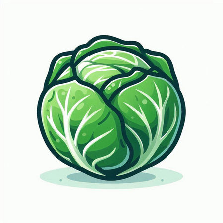 Cabbage isolated on a white background. Vector illustration in cartoon style.のイラスト素材