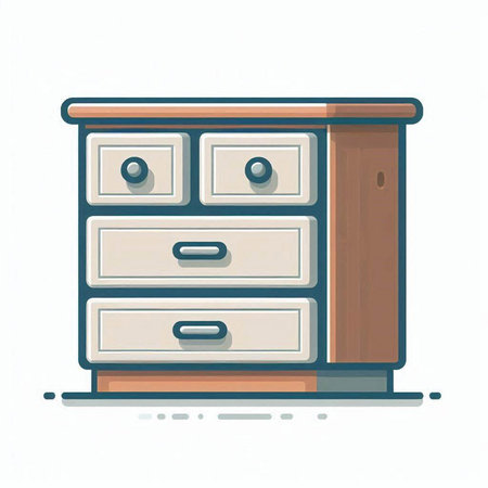 Illustration of a wooden chest of drawers on a white backgroundのイラスト素材