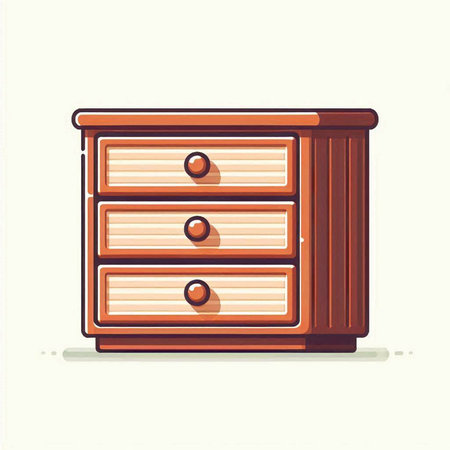 Illustration of a wooden chest of drawers on a white backgroundのイラスト素材