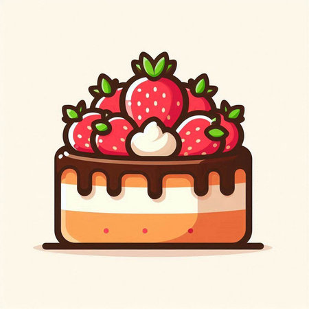 Strawberry cake with cream, vector illustration, eps10のイラスト素材