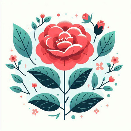 Cute floral background with red rose. Vector illustration for your designのイラスト素材
