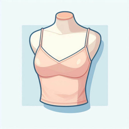 Illustration of female underwear on a mannequin in pastel colorsのイラスト素材