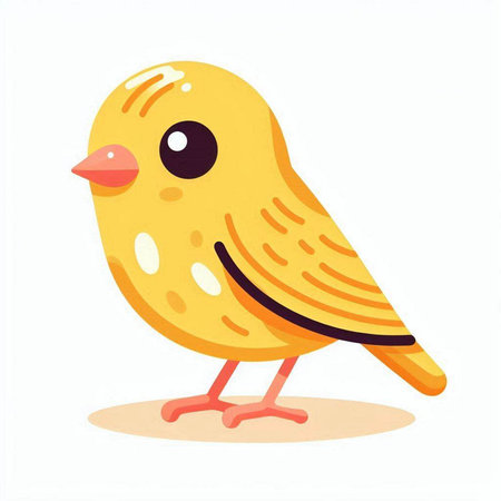 Cute little yellow bird isolated on white background. Vector illustration.のイラスト素材