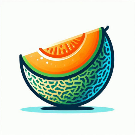 Melon vector illustration. Melon fruit isolated on white background.のイラスト素材
