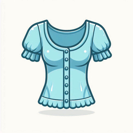 Blue blouse isolated on white background. Vector illustration in cartoon style.のイラスト素材