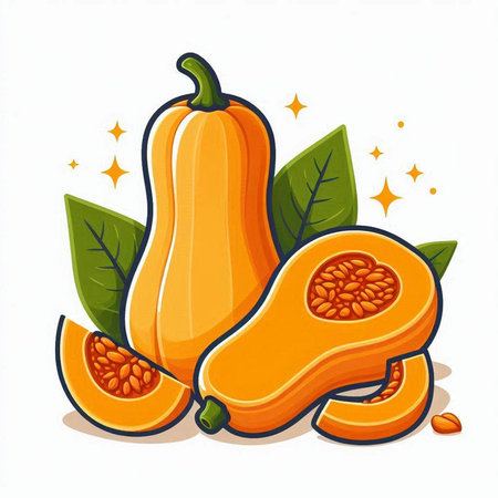 Pumpkin on white background. Vector illustration in cartoon style.のイラスト素材