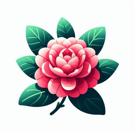 Camellia flower isolated on white background. Vector illustration.のイラスト素材