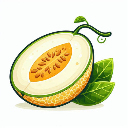 Melon isolated on white background. Vector illustration. Eps 10.のイラスト素材