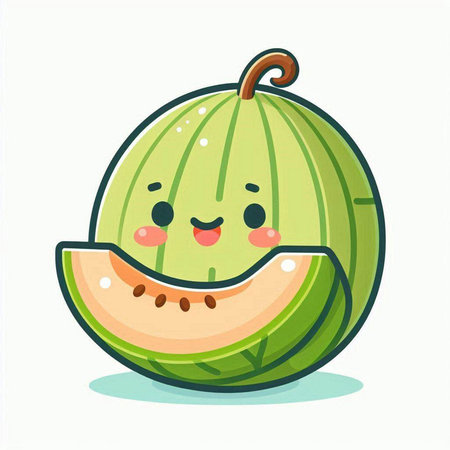 Cute watermelon character. Vector illustration isolated on white background.のイラスト素材