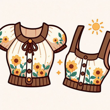Vintage women's blouse with floral pattern. Vector illustration.のイラスト素材
