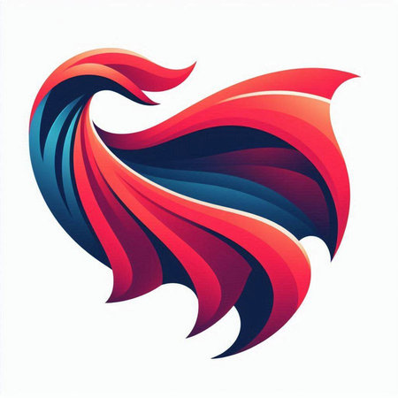 Abstract red and blue background with a stylized bird. Vector illustration.のイラスト素材