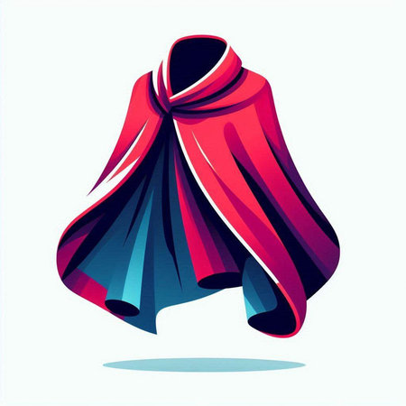 Vector illustration of a red and blue cape on a white background.のイラスト素材