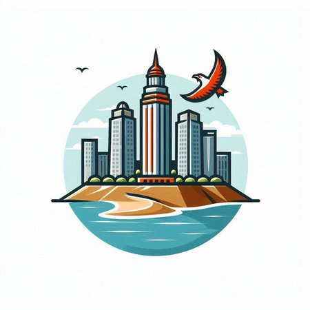 Cityscape of Kuala Lumpur, Malaysia. Vector illustration in flat style.のイラスト素材