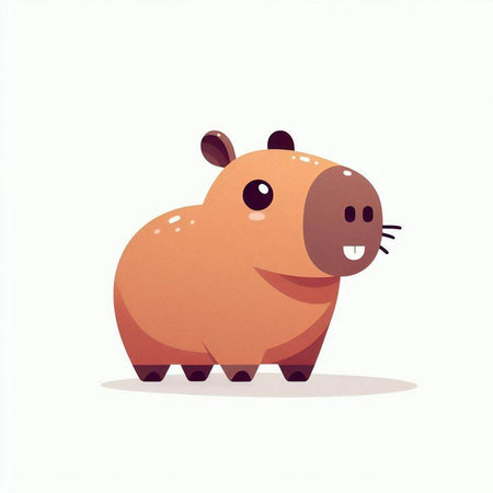 Cute cartoon hippo isolated on white background. Vector illustration.のイラスト素材