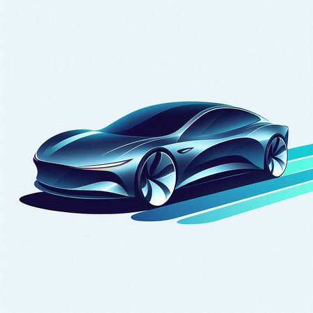 Sport car vector illustration on blue background. Side view of sport car.のイラスト素材
