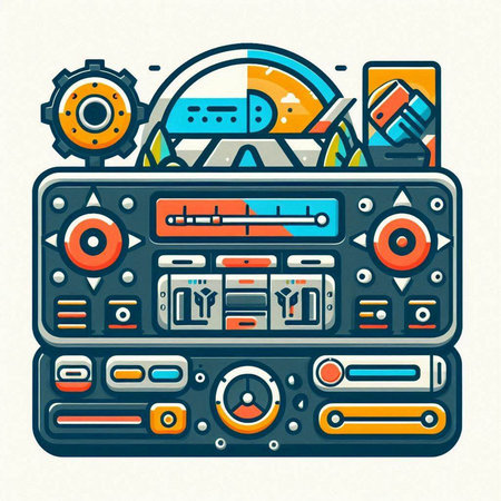 Retro audio recorder. Colorful vector illustration for your design.のイラスト素材