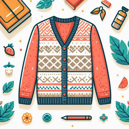 Seamless pattern with winter clothes and accessories. Vector illustration.のイラスト素材