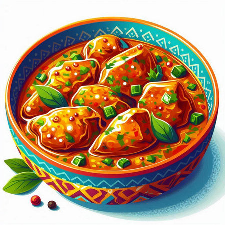 Illustration of a bowl of meat dumplings on a white backgroundのイラスト素材