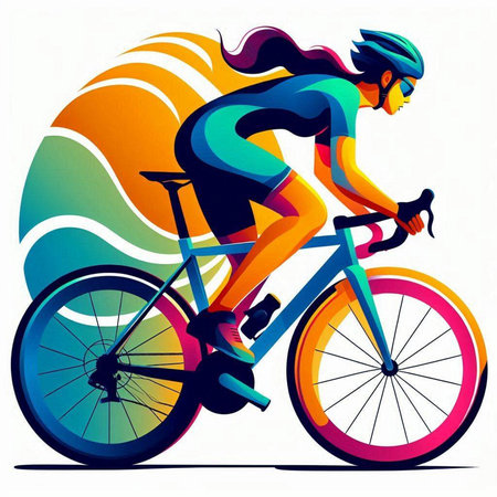 Cyclist on a bicycle. Colorful illustration. Vector.のイラスト素材