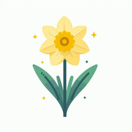 Daffodil flower flat color icon. Narcissus, narcissus, daffodil, daffodil vector illustrationのイラスト素材