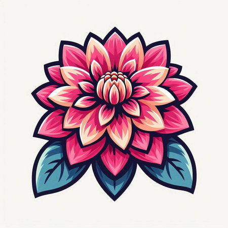 Illustration of a pink dahlia flower on a white backgroundのイラスト素材
