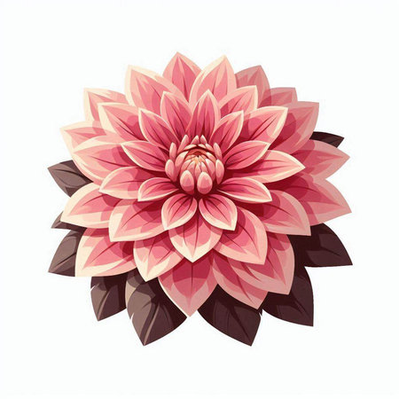 Pink dahlia flower isolated on white background. Vector illustration.のイラスト素材