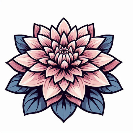 Illustration of dahlia flower on white background. Vector illustration.のイラスト素材
