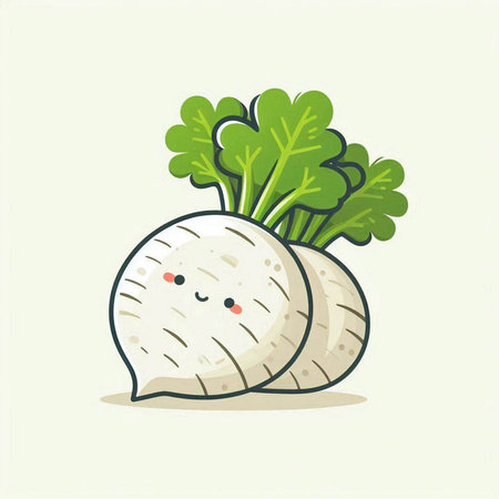 Illustration of a radish with a smile on a light backgroundのイラスト素材
