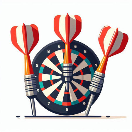Darts and dartboard isolated on white background. Vector illustration.のイラスト素材