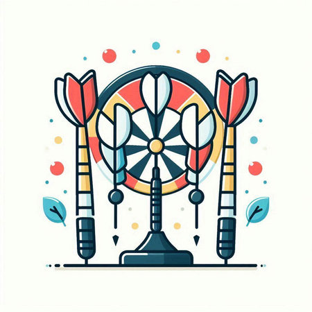 Darts and arrows on white background. Vector illustration in flat style.のイラスト素材