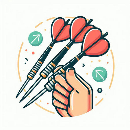 Darts vector icon. Hand drawn illustration of darts vector icon for web designのイラスト素材
