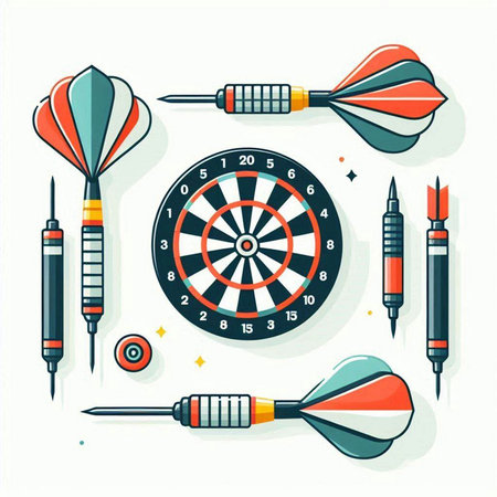 Darts set. Colorful vector illustration in flat cartoon style.のイラスト素材