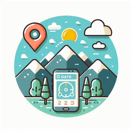 GPS navigation icon in flat style on white background. Vector illustration.のイラスト素材