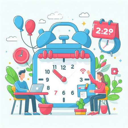 Time management concept. Vector illustration in flat cartoon style. Time management concept.のイラスト素材
