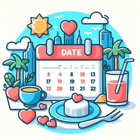 Vector illustration of a calendar with the date of Valentine's Day.のイラスト素材