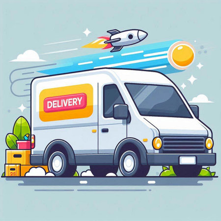 Delivery truck. Vector illustration in flat design style. Delivery truck.のイラスト素材