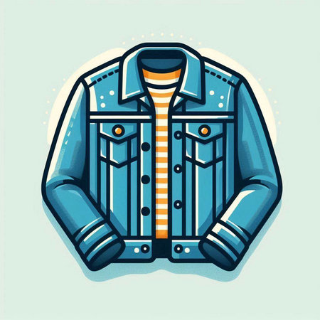 Vector illustration of a denim jacket with a collar. Cartoon style.のイラスト素材