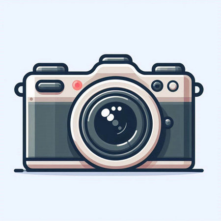 Retro camera. Vector illustration in cartoon style on white background.のイラスト素材